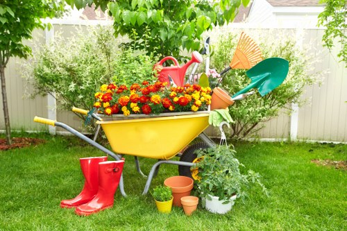 Professional garden clearance team working in Highbury garden